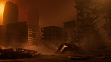 Bombed Structures Form A Destroyed City Environment. War Concept.