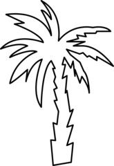 Aufkleber - Palm trees black silhouettes line art illustration on white background..eps