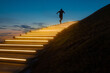 © Dima Sikorski/Stocksy - a man runs up a glowing staircase after sunset