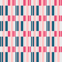 Seamless Geometric Pattern With Shapes And Stripes In Checkered Plaid Style.