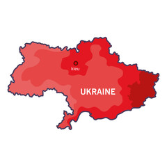 Canvas Print - ukraine map red