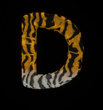 Furry Tiger Themed Font Letter D
