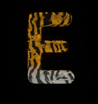 Furry Tiger Themed Font Letter E
