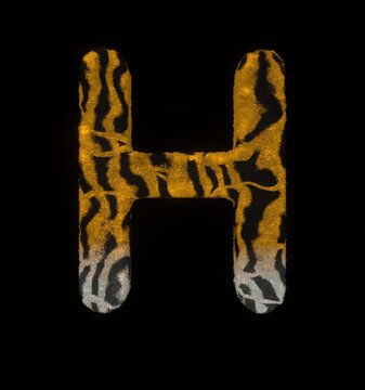 Furry Tiger Themed Font Letter H