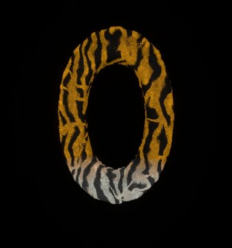 Furry Tiger Themed Font Number 0