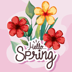 Canvas Print - hello spring lettering postcard