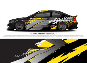 Car wrap decal design vector. abstract Graphic background kit designs for vehicle, race car, rally, livery, sport car
