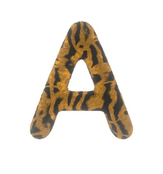 Furry Tiger Themed Font With White Background Letter A