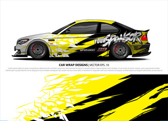 Car wrap decal design vector. abstract Graphic background kit designs for vehicle, race car, rally, livery, sport car
