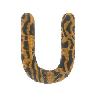 Furry Tiger Themed Font With White Background Letter U