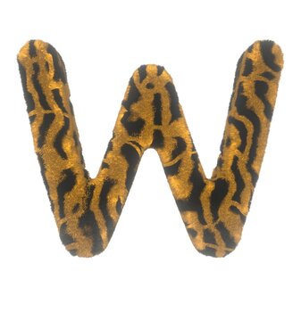 Furry Tiger Themed Font With White Background Letter W