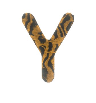 Furry Tiger Themed Font With White Background Letter Y