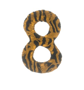 Furry Tiger Themed Font With White Background Number 8