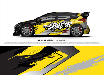 Race car wrap design vector for vehicle vinyl sticker and automotive decal livery