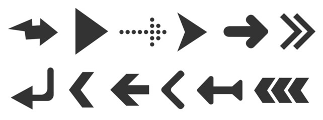 Poster - Black web arrows set isolated on white background. UI and web design.
