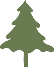 Cute Green Christmas Pine Tree Illustration.