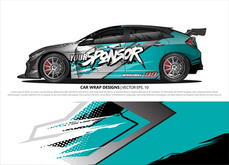 Car wrap decal design vector. abstract Graphic background kit designs for vehicle, race car, rally, livery, sport car
