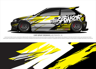 Car wrap decal design vector. abstract Graphic background kit designs for vehicle, race car, rally, livery, sport car
