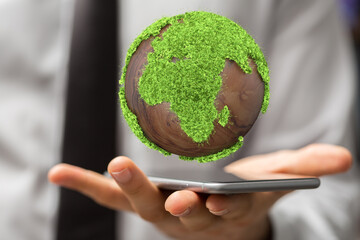 Poster - Green 3D Planet Concept, recycle sign
