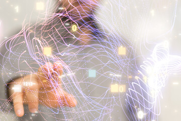 Poster - Concept of internet network. double exposure