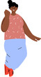Cute black hair girl illustration. Female character in jumping posture.