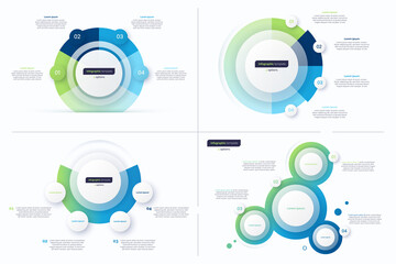 Wall Mural - Set of four option circle infographic design templates. Vector illustration