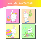 Fototapeta Pokój dzieciecy - Cute Easter image flashcards collection. flashcards for preschool children. Educational printable game cards. Colorful printable flashcard. Vector illustration.