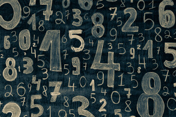 Poster - Background of numbers. from zero to nine. Numbers texture. Finance data concept. Mathematic. Seamless pattern with numbers. financial crisis concept. Business success.