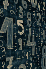 Poster - Background of numbers. from zero to nine. Numbers texture. Finance data concept. Mathematic. Seamless pattern with numbers. financial crisis concept. Business success.