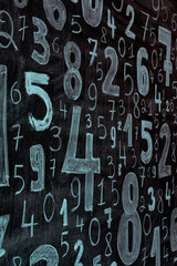 Poster - Background of numbers. from zero to nine. Numbers texture. Finance data concept. Mathematic. Seamless pattern with numbers. financial crisis concept. Business success.