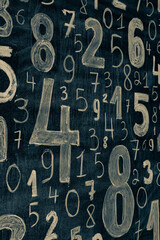 Poster - Background of numbers. from zero to nine. Numbers texture. Finance data concept. Mathematic. Seamless pattern with numbers. financial crisis concept. Business success.
