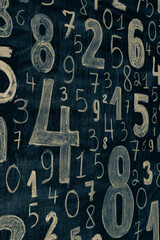 Poster - Background of numbers. from zero to nine. Numbers texture. Finance data concept. Mathematic. Seamless pattern with numbers. financial crisis concept. Business success.