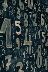 Poster - Background of numbers. from zero to nine. Numbers texture. Finance data concept. Mathematic. Seamless pattern with numbers. financial crisis concept. Business success.