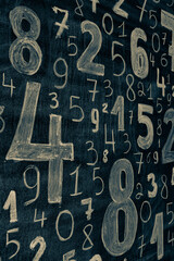 Poster - Background of numbers. from zero to nine. Numbers texture. Finance data concept. Mathematic. Seamless pattern with numbers. financial crisis concept. Business success.