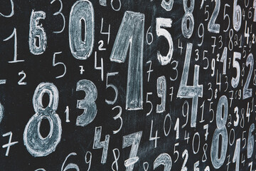 Poster - background of numbers. from zero to nine. numbers texture. finance data concept. mathematic. seamles