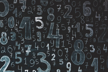 Poster - Background of numbers. from zero to nine. Numbers texture. Finance data concept. Mathematic. Seamless pattern with numbers. financial crisis concept. Business success.