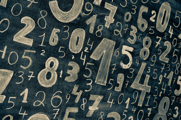 Poster - Background of numbers. from zero to nine. Numbers texture. Finance data concept. Mathematic. Seamless pattern with numbers. financial crisis concept. Business success.