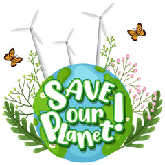 Sticker - Save our planet typography design poster