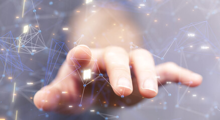 concept of internet network. double exposure
