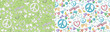 © paitoonpati - Peace doodle kids hand drawing seamless pattern set and marker watercolor, Peaceful Pray and Stop war concept, minimal flat design illustration on background copy space, vector
