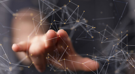Digital technology background. Network connection dots and lines.