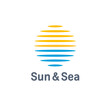 Vector logo design template. Sun and Sea sign.