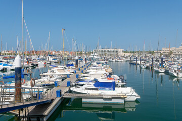 boats in Puerto deportivo Sherry located in the town of El Puerto de Santa María, in the Bay of Cadiz. Andalusia. Spain. Europe.
