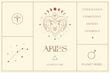 Aries Zodiac Sign Design Illustrations. Esoteric Vector Element, Icon