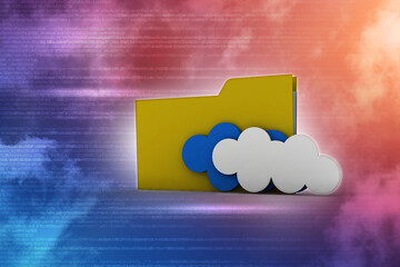 Poster - 3d rendering cloud  folder network
