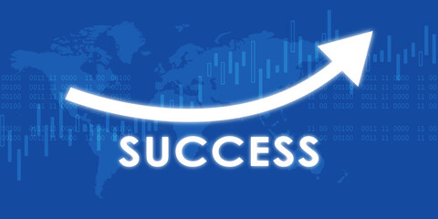Poster - Rising arrow with success text . 2D illustration

