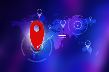 Fototapete - 3d rendering Red map pointer
