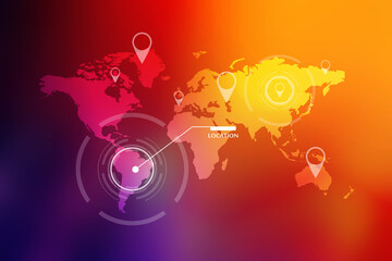 Fototapete - 2d rendering Red map pointer
