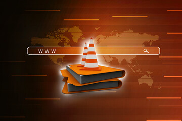 Poster - 3d rendering folder icon with traffic cones