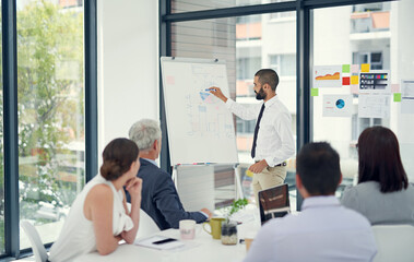 Aufkleber - Cutting back in this sector will maximize our profits. Cropped shot of a businessman giving a presentation in the boardroom.